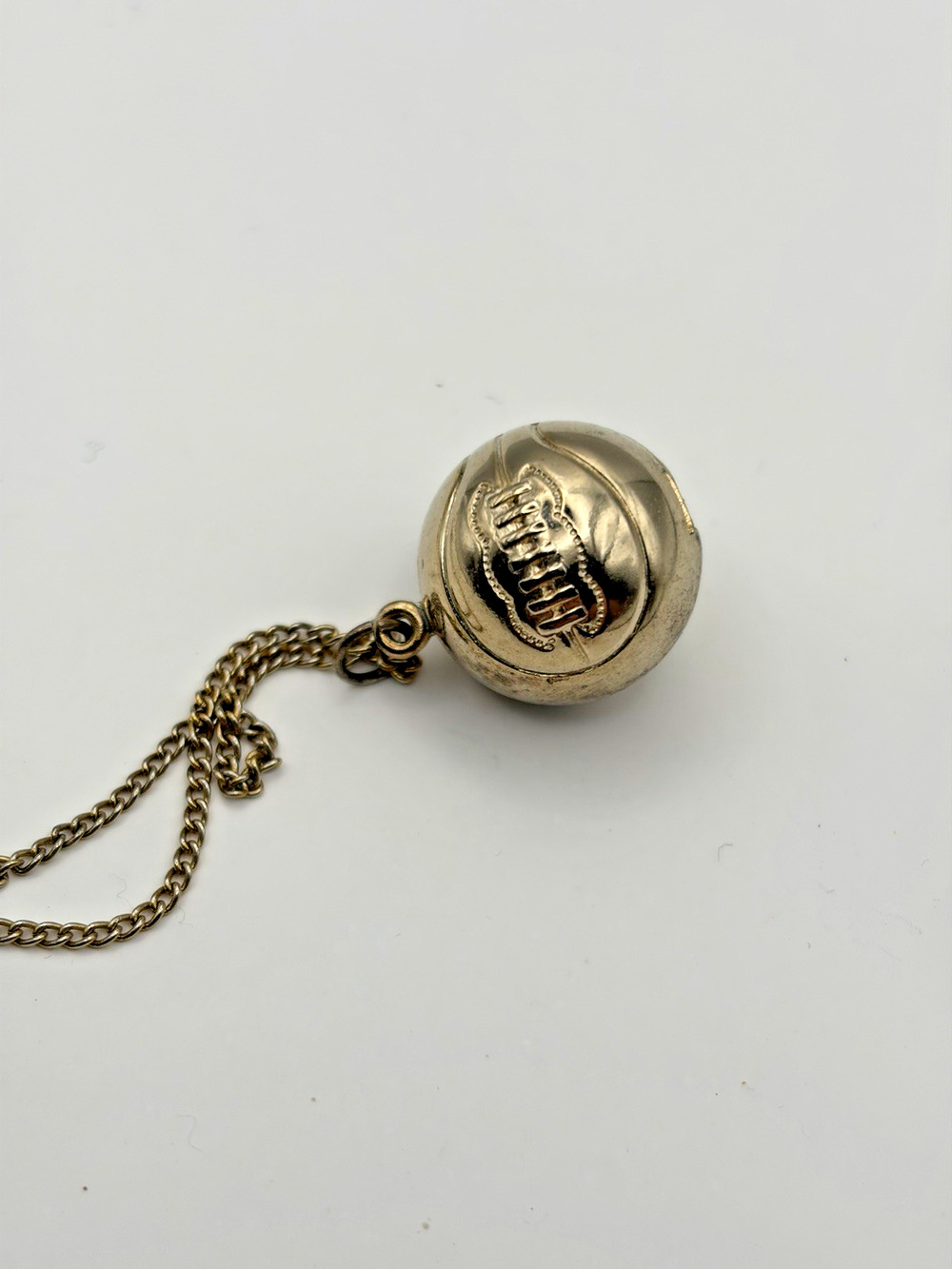 Round Charm necklace marked " P&b ster" with 18" small Boxchain design.